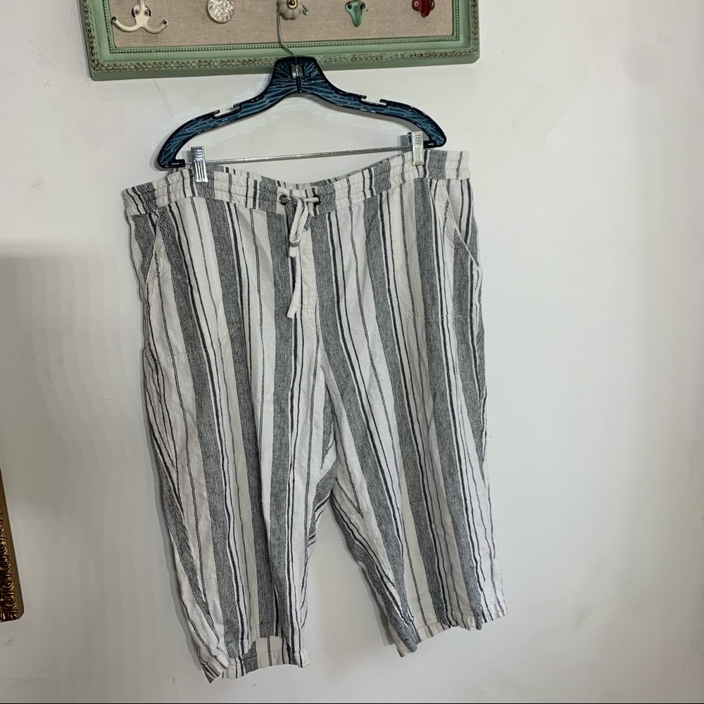PER SE Plus Linen beach cropped Pant Striped size 3X women’s